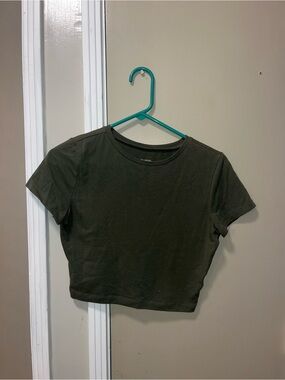 wild fable Olive Green Short Sleeve Crop Top